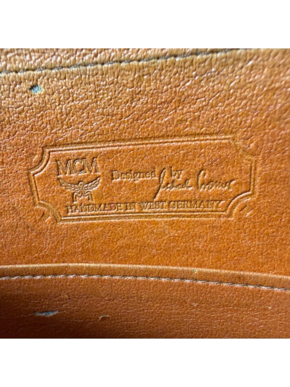 Vintage MCM Monogrammed Cognac Brown Coated Canvas Leather Trim Clutch Pouch - Picture 8 of 12